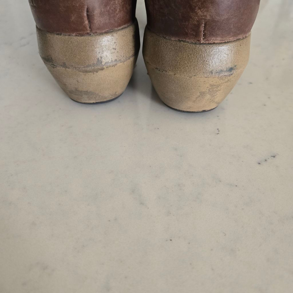 Women's Merrell Brown Leather Heeled Boots with Tan Straps US 8 - Picture 3 of 12